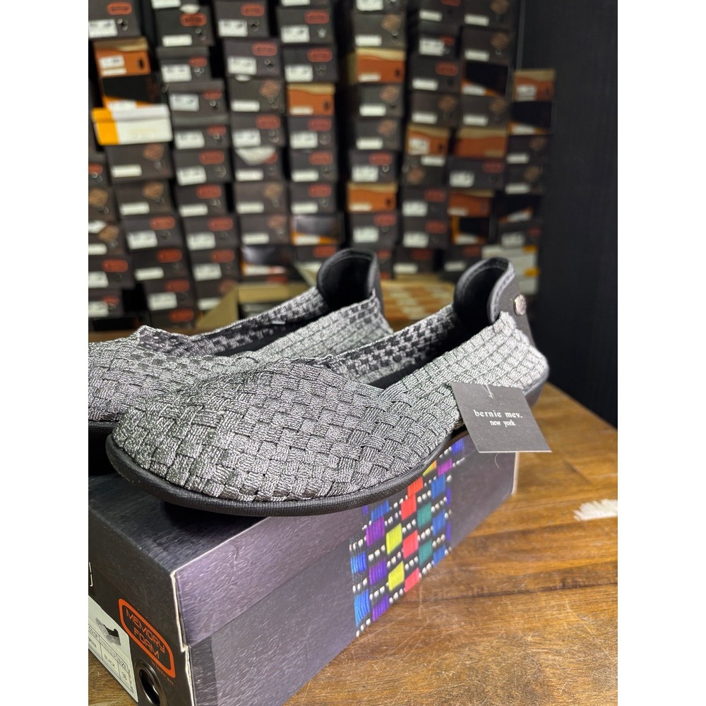 Bernie Mev Catwalk Pewter Black Woven Flats Size 38 US 7.5